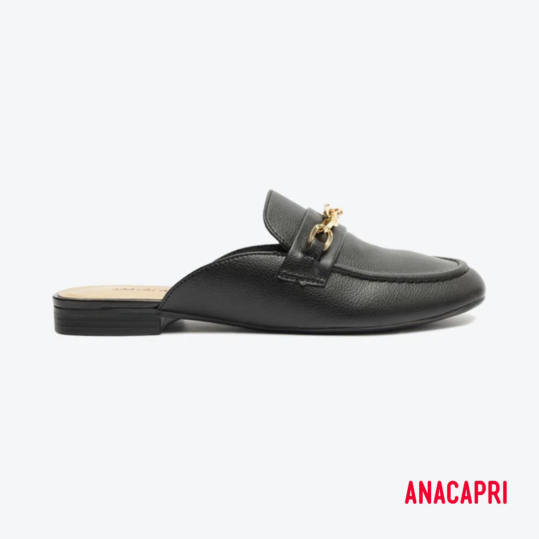 Anacapri Black Leather Mule