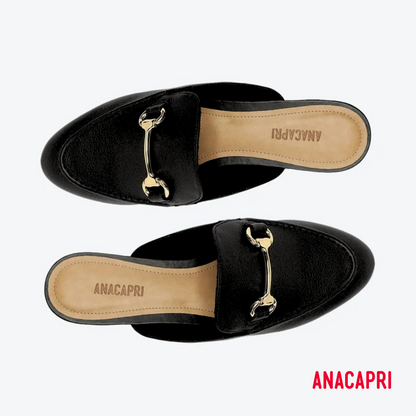 Anacapri Black Leather Mule