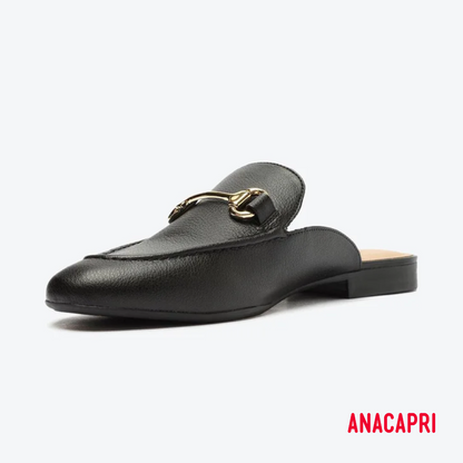 Anacapri Black Leather Mule