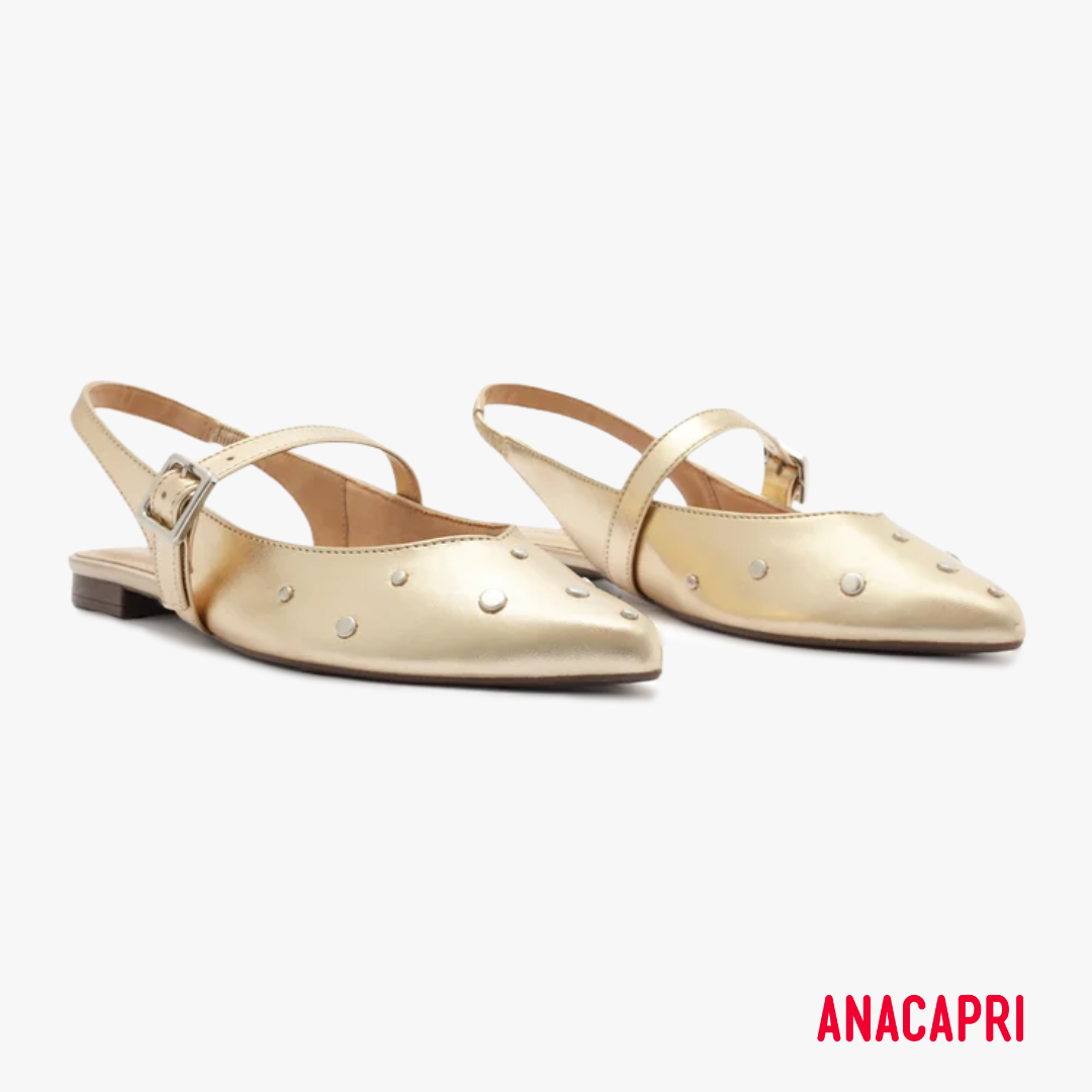 Anacapri Gold Studded Slingback Flats