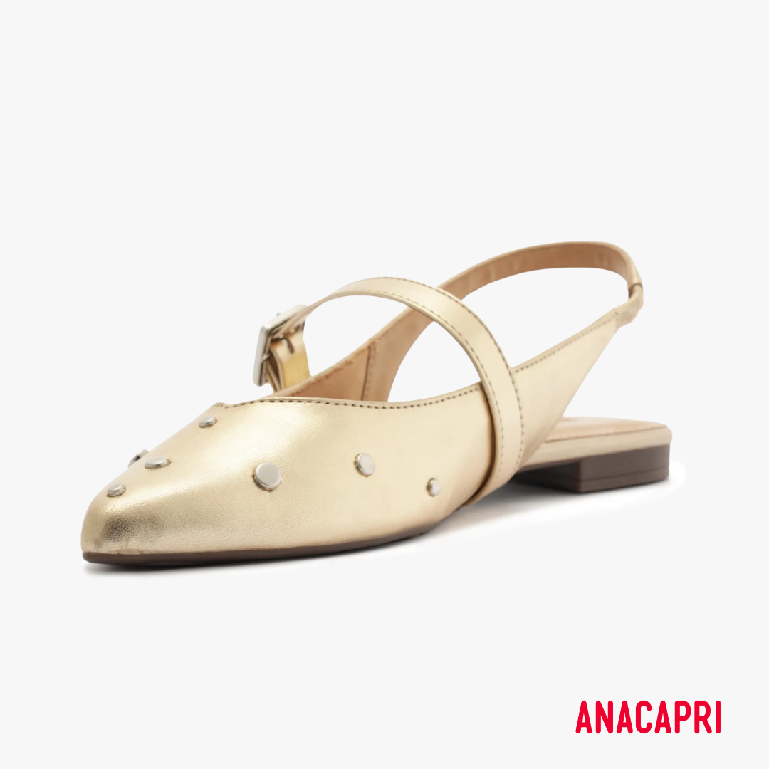 Anacapri Gold Studded Slingback Flats