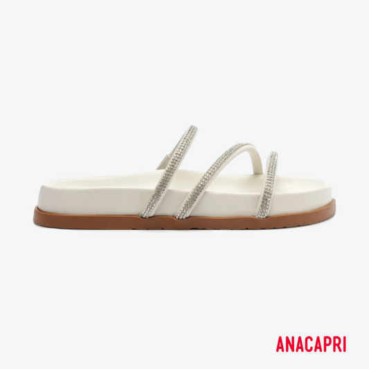 Sandália Anacapri Off-white com strass