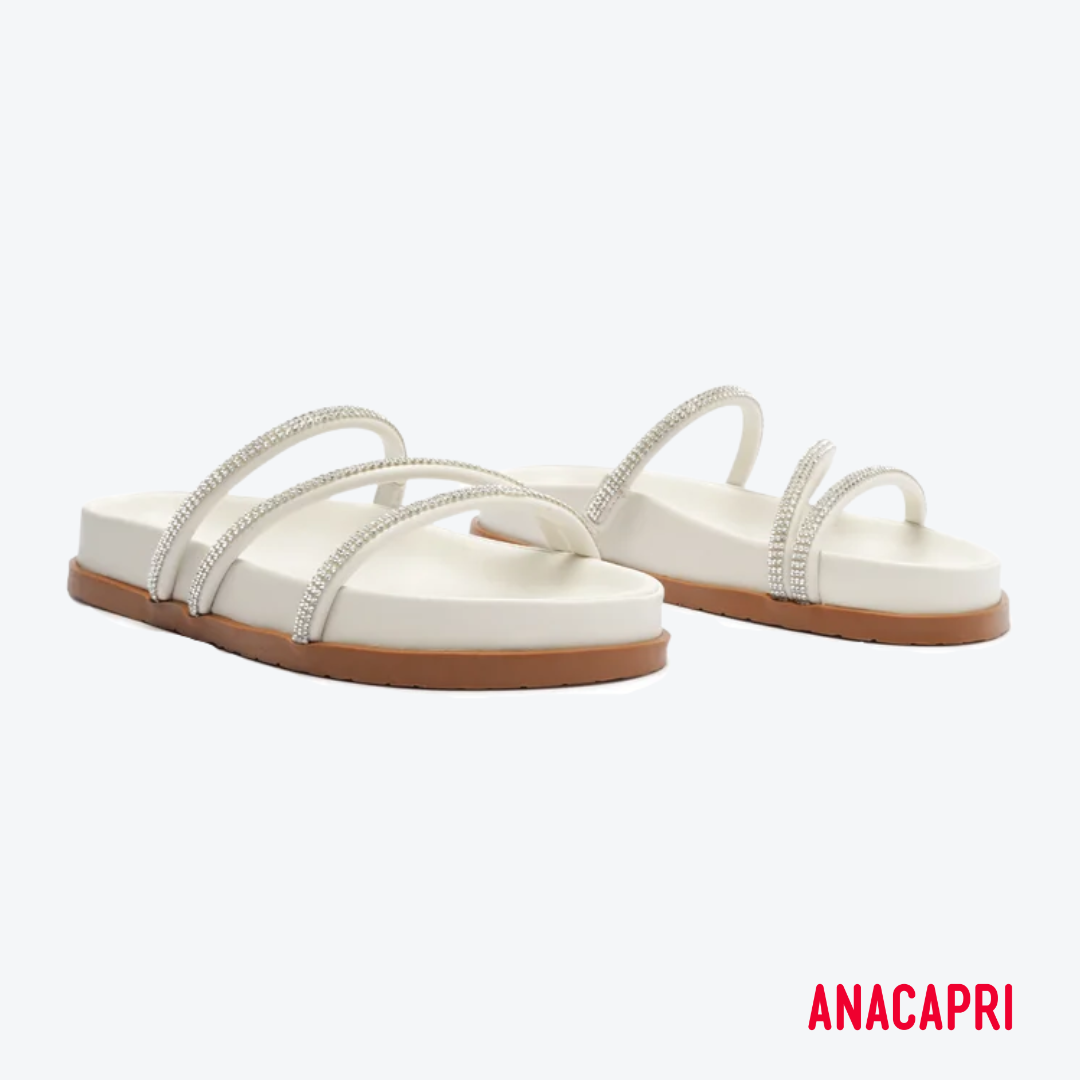 Sandália Anacapri Off-white com strass