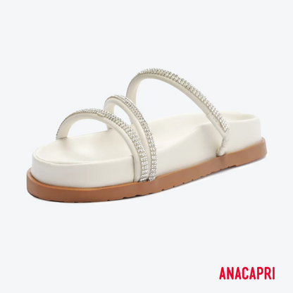 Sandália Anacapri Off-white com strass