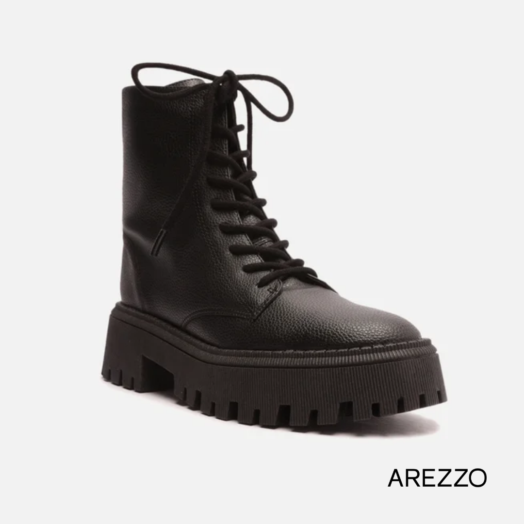 Arezzo Black Lace-Up Ankle Boot – Elegance, Comfort, and Durability