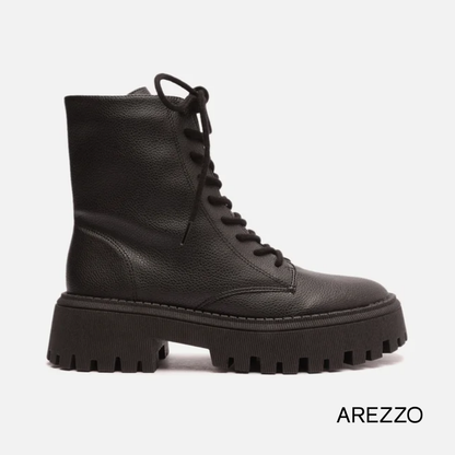 Arezzo Black Lace-Up Ankle Boot – Elegance, Comfort, and Durability