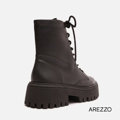 Arezzo Black Lace-Up Ankle Boot – Elegance, Comfort, and Durability