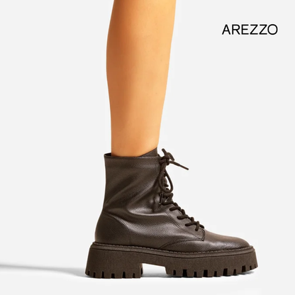 Arezzo Black Lace-Up Ankle Boot – Elegance, Comfort, and Durability