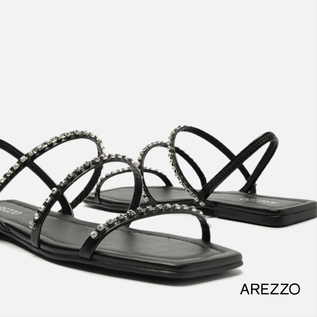 Arezzo Embellished Flat Sandals – Effortless Glamour and Comfort